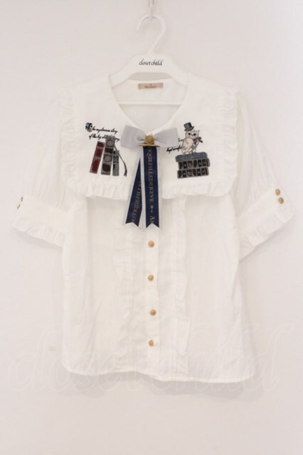 画像1: Amavel / Bibliotheque Classiqueブラウス F シロ×ネイビー O-26-02-16-105-CA-BL-OW-OS (1)