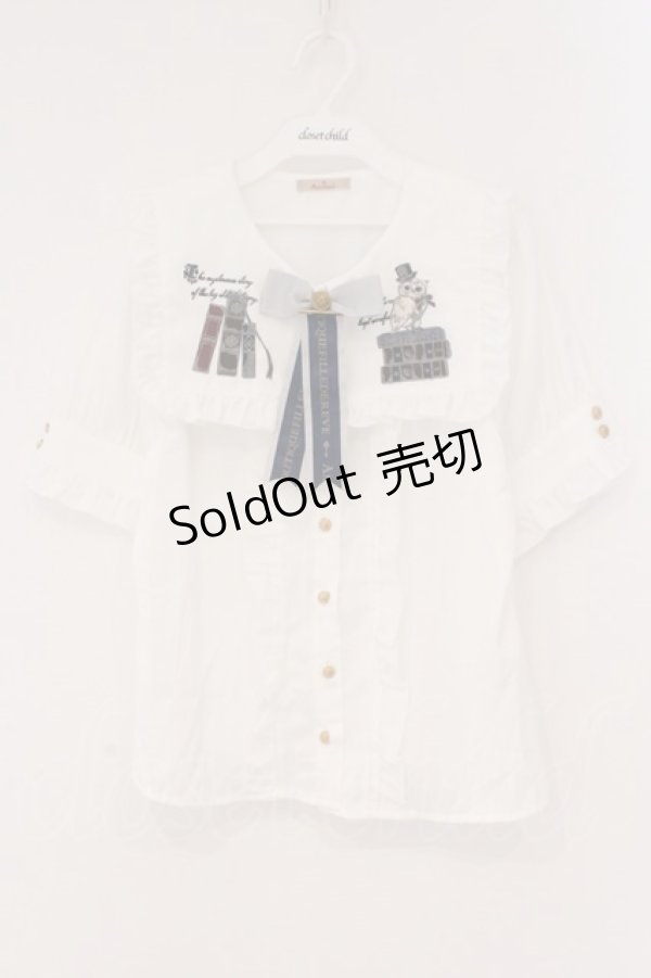 画像1: Amavel / Bibliotheque Classiqueブラウス F シロ×ネイビー O-26-02-16-105-CA-BL-OW-OS (1)