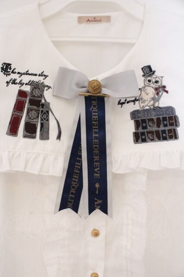 画像2: Amavel / Bibliotheque Classiqueブラウス F シロ×ネイビー O-26-02-16-105-CA-BL-OW-OS (2)