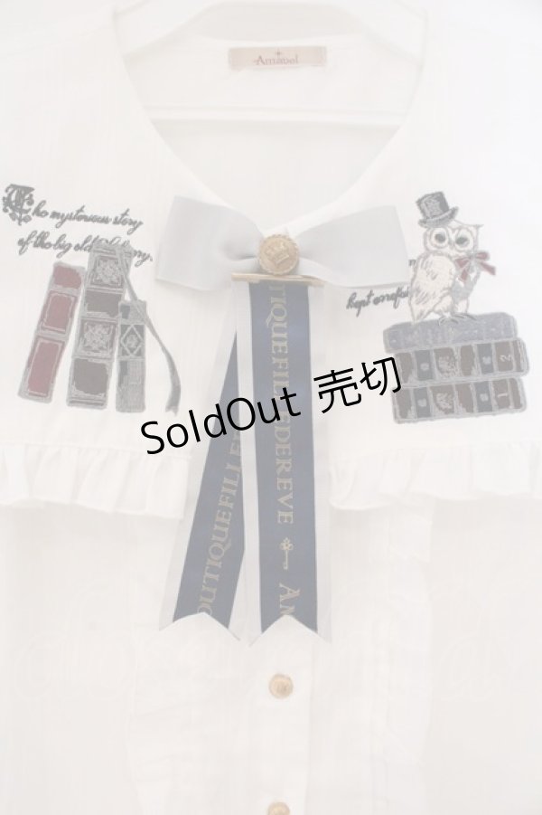 画像2: Amavel / Bibliotheque Classiqueブラウス F シロ×ネイビー O-26-02-16-105-CA-BL-OW-OS (2)