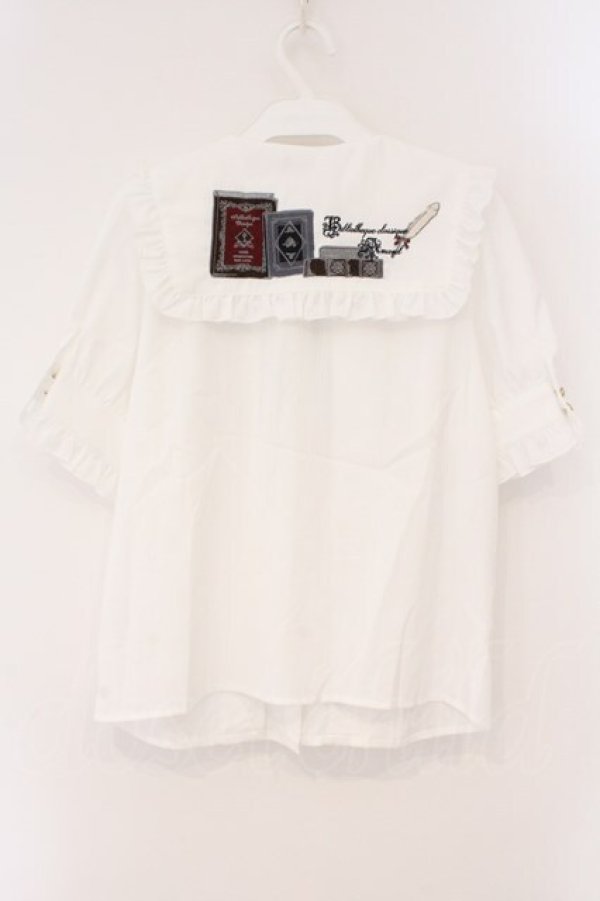 画像3: Amavel / Bibliotheque Classiqueブラウス F シロ×ネイビー O-26-02-16-105-CA-BL-OW-OS (3)