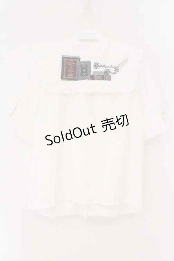 画像3: Amavel / Bibliotheque Classiqueブラウス F シロ×ネイビー O-26-02-16-105-CA-BL-OW-OS (3)