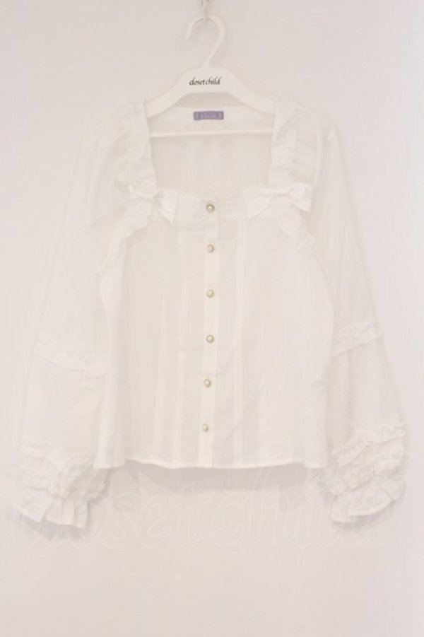 画像1: axes femme kawaii / フリルブラウス M シロ O-26-02-16-106-AX-BL-OW-OS (1)