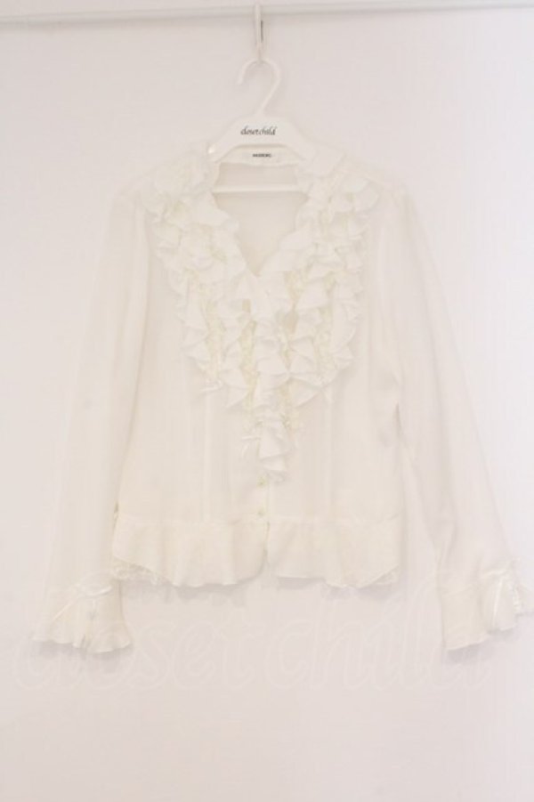 画像1: INGEBORG / ラッフルフリルブラウス 11号 オフシロ O-26-02-16-107-LO-BL-IG-OS (1)