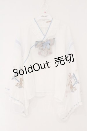 画像: Amavel / 柴犬神社の春詣 和風ブラウス F シロ×サックス O-26-02-16-108-CA-BL-OW-OS