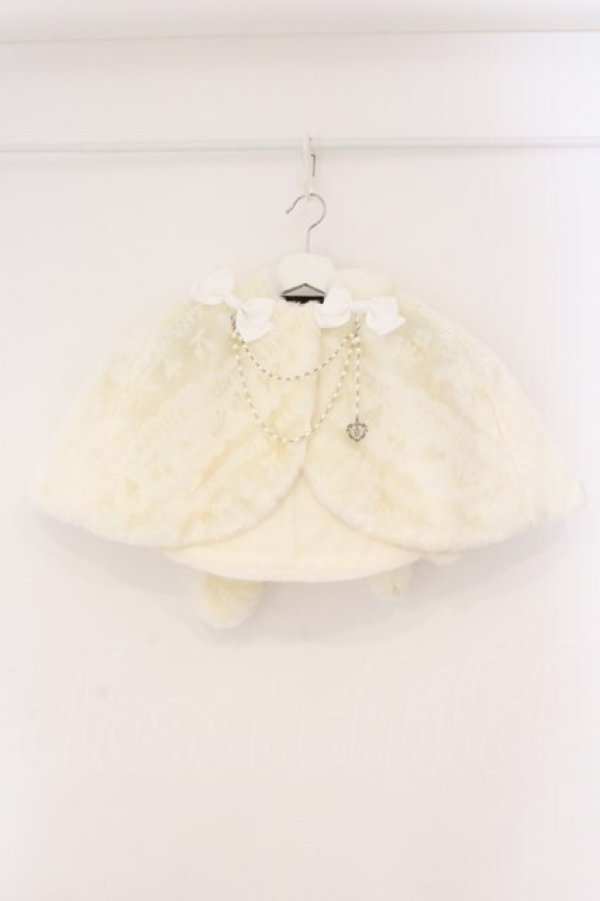 画像1: BABY,THE STARS SHINE BRIGHT / BABYロゴジャガードうさみみファーケープ  アイボリー O-26-02-16-111-BA-JA-OW-OS (1)