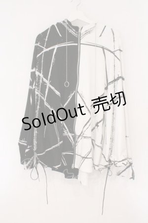 画像: CIVARIZE / バイカラーポンチョパーカー  ブラック×ホワイト O-26-02-16-112-GO-TO-OW-OS