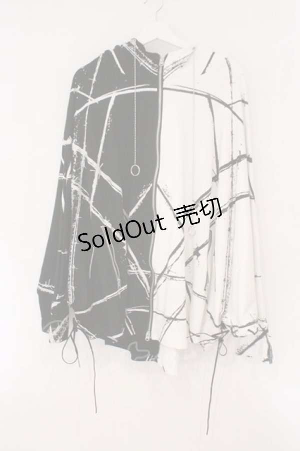画像1: CIVARIZE / バイカラーポンチョパーカー  ブラック×ホワイト O-26-02-16-112-GO-TO-OW-OS (1)