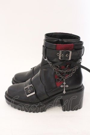 画像: NIBBLE POISON / クロスチャームショートブーツ M クロ O-26-02-16-018-0-SH-OW-OS