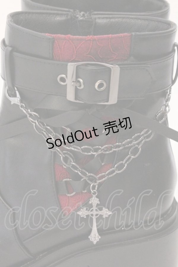 画像2: NIBBLE POISON / クロスチャームショートブーツ M クロ O-26-02-16-018-0-SH-OW-ZTK014 (2)