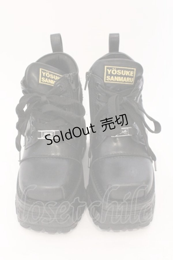 画像2: YOSUKE / 厚底スニーカー 23cm ブラック O-26-02-16-019-PU-SH-IG-OS (2)
