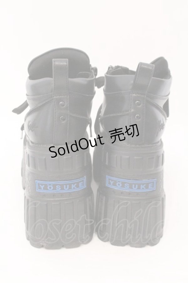 画像4: YOSUKE / 厚底スニーカー 23cm ブラック O-26-02-16-019-PU-SH-IG-OS (4)