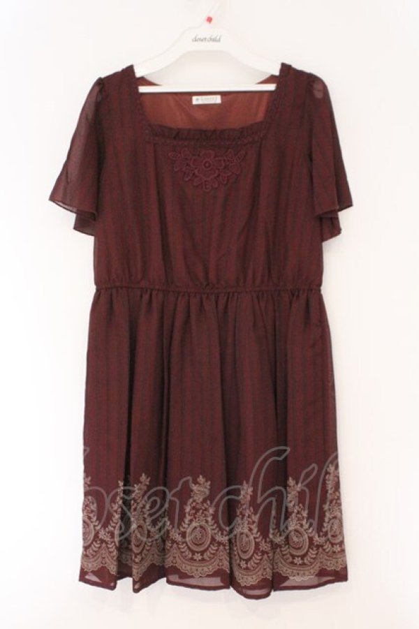 画像1: axes femme / 裾パネルプリントワンピース M ワイン O-26-02-17-029-AX-OP-IG-OS (1)