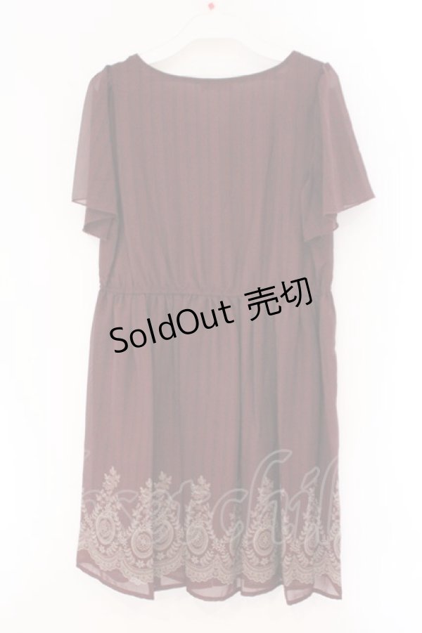 画像2: axes femme / 裾パネルプリントワンピース M ワイン O-26-02-17-029-AX-OP-IG-OS (2)