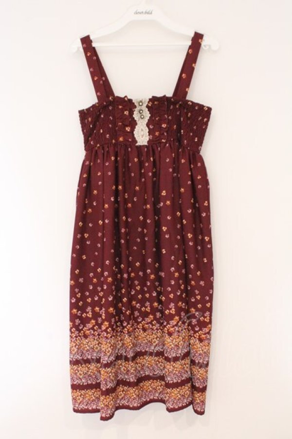 画像1: axes femme / 小花柄2WAYスカート M ワイン O-26-02-17-030-AX-SK-IG-OS (1)