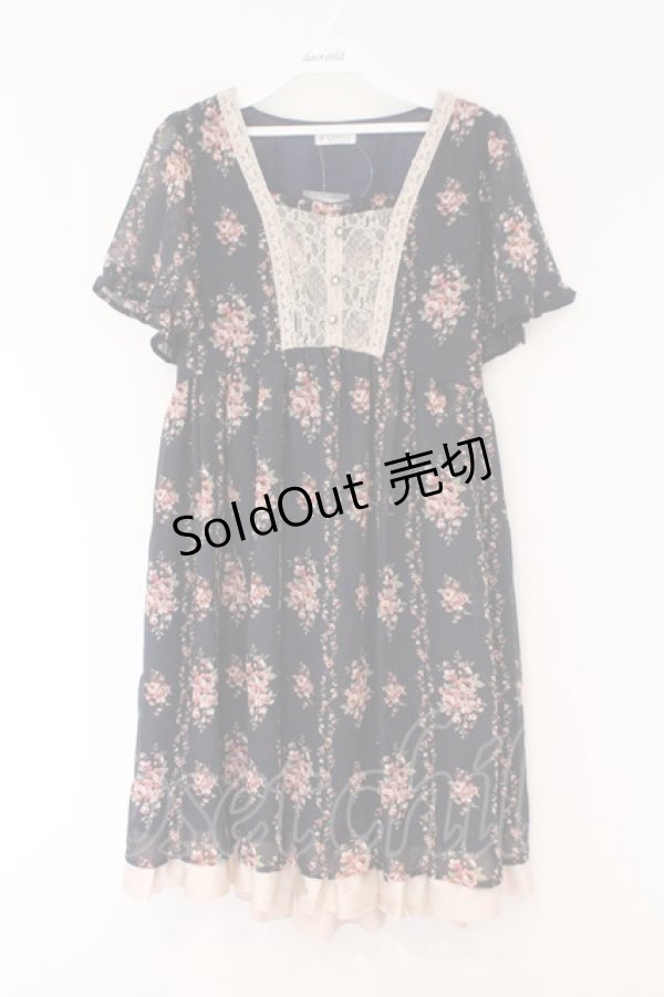 画像1: axes femme / ローズ縦ラインワンピース M ネイビー O-26-02-17-031-AX-OP-IG-OS (1)