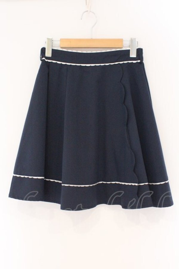 画像1: axes femme POETIQUE / スカラップミニスカート M ネイビー O-26-02-17-032-AX-SK-IG-OS (1)