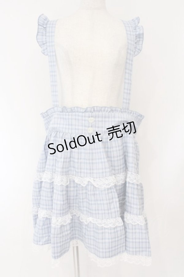 画像1: DearMyLove / レースチェックティアードサスペンダースカート 5L サックス O-26-02-17-004-0-SK-IG-OS (1)