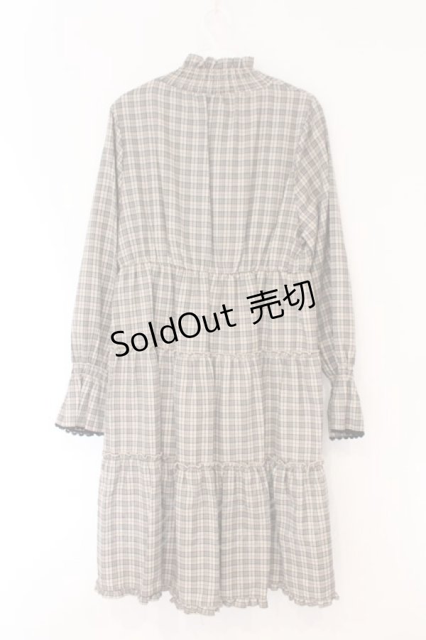 画像2: axes femme / ハイカラーチェックワンピース M ベージュ O-26-02-17-033-AX-OP-IG-OS (2)