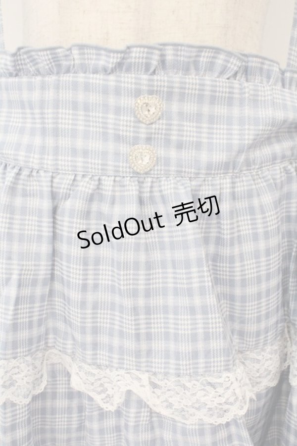 画像2: DearMyLove / レースチェックティアードサスペンダースカート 5L サックス O-26-02-17-004-0-SK-IG-OS (2)