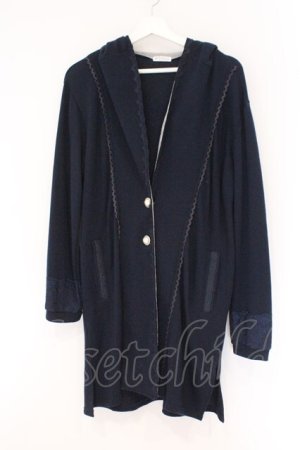 画像: axes femme / フード付き裏毛カーディガン  ネイビー×グレー O-26-02-17-037-AX-TO-IG-OS