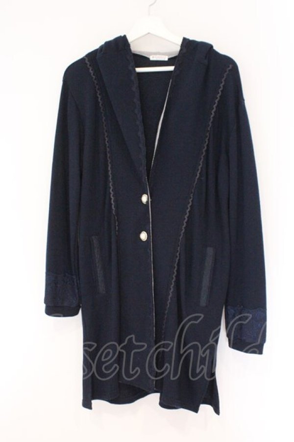 画像1: axes femme / フード付き裏毛カーディガン  ネイビー×グレー O-26-02-17-037-AX-TO-IG-OS (1)