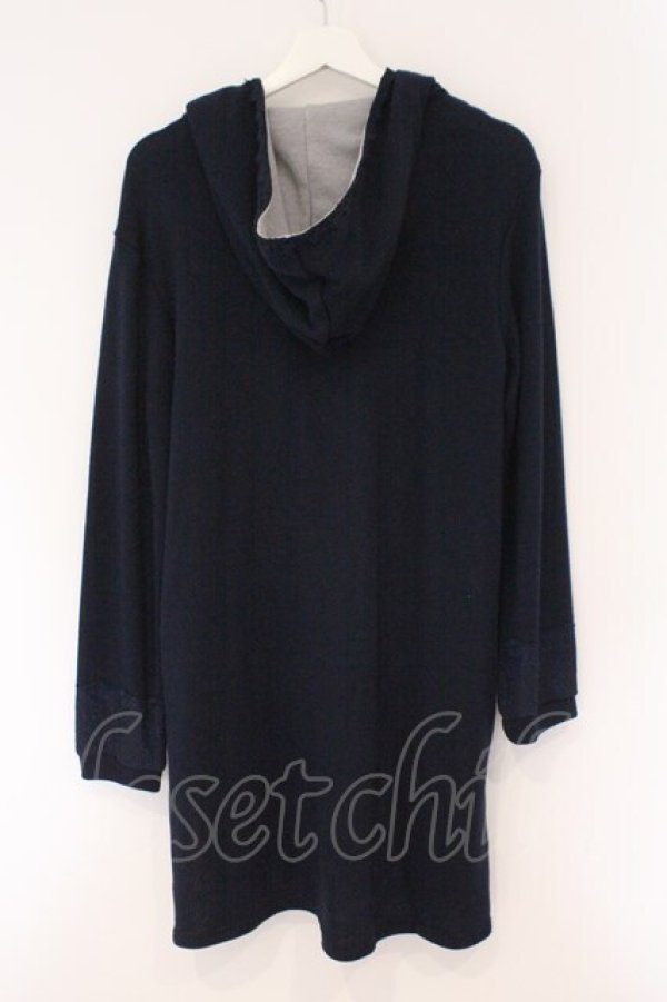 画像3: axes femme / フード付き裏毛カーディガン  ネイビー×グレー O-26-02-17-037-AX-TO-IG-OS (3)