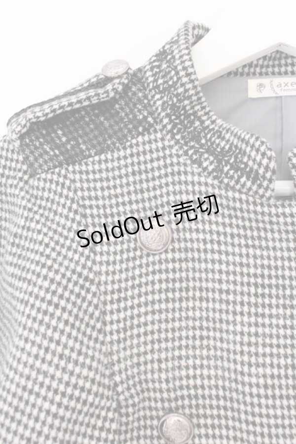 画像2: axes femme / ダブルボタンケープコート F クロ×シロ O-26-02-17-039-AX-CO-IG-ZTC047 (2)