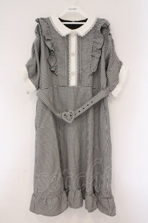 画像: DearMyLove / キラキラビジューフリルアフタヌーンティーワンピース 5L ロング クロ×シロ O-26-02-17-042-0-OP-IG-OS