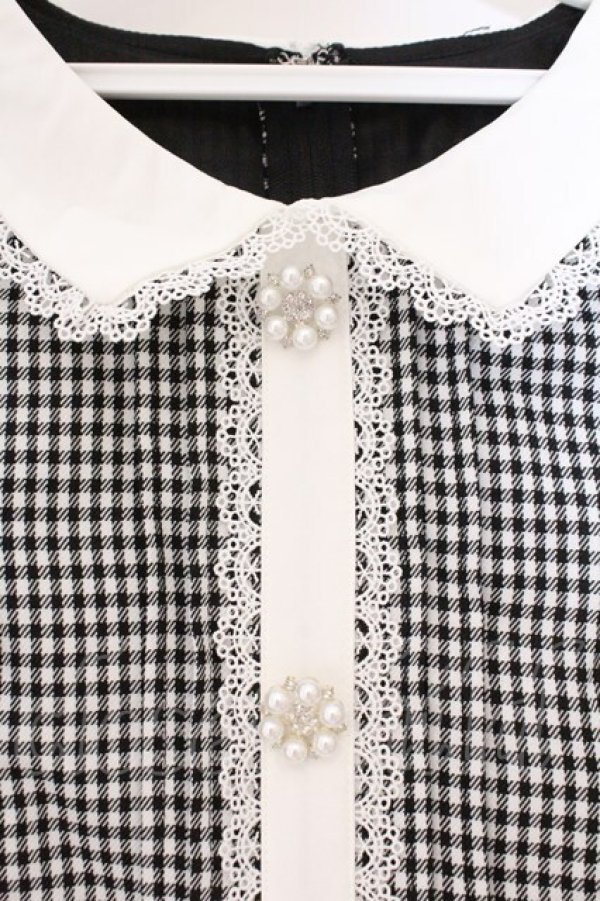 画像2: DearMyLove / キラキラビジューフリルアフタヌーンティーワンピース 5L ロング クロ×シロ O-26-02-17-042-0-OP-IG-OS (2)