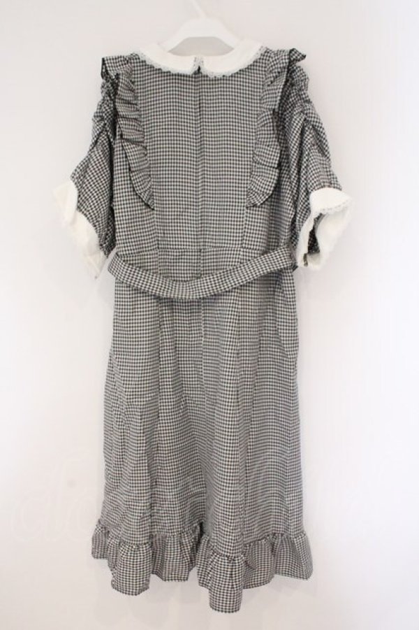 画像4: DearMyLove / キラキラビジューフリルアフタヌーンティーワンピース 5L ロング クロ×シロ O-26-02-17-042-0-OP-IG-OS (4)