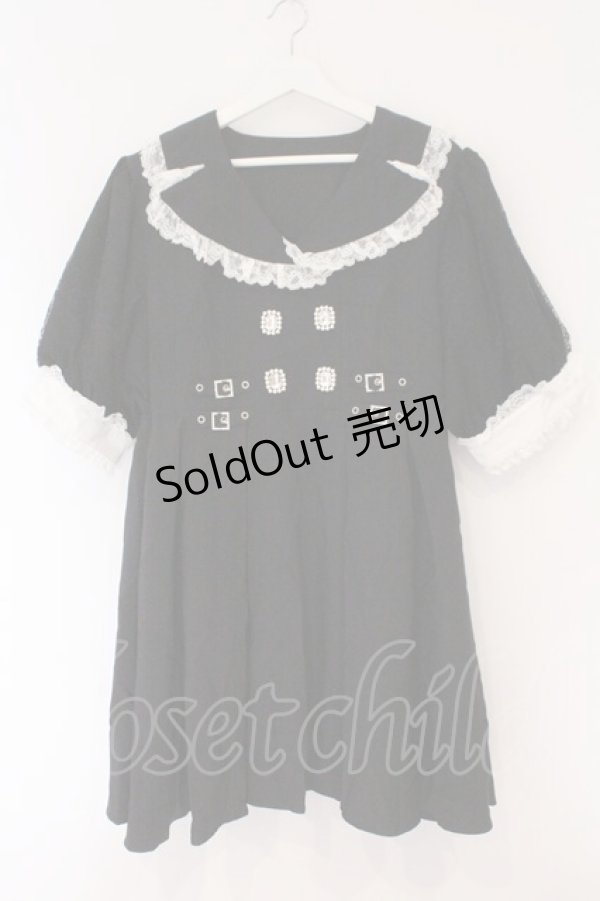 画像1: DearMyLove / キラキラビジューテーラードレースワンピース 5L クロ×シロ O-26-02-17-044-0-OP-IG-OS (1)