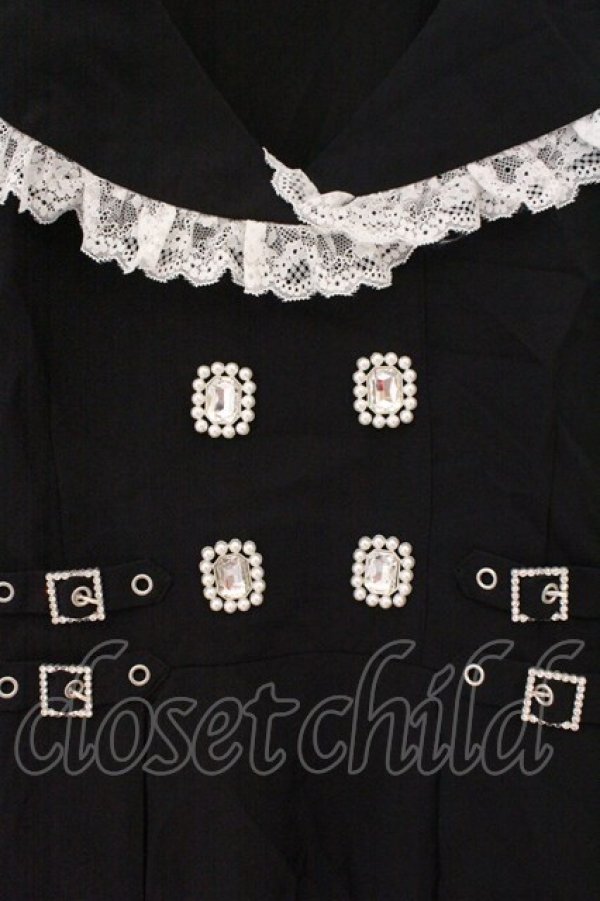 画像2: DearMyLove / キラキラビジューテーラードレースワンピース 5L クロ×シロ O-26-02-17-044-0-OP-IG-OS (2)