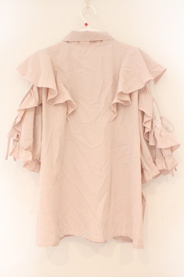 画像3: DearMyLove / ショルダーレースモテフリルボウタイブラウス 5L ピンク O-26-02-17-048-0-BL-IG-OS (3)