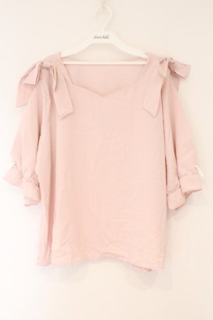 画像: DearMyLove / 2way肩リボンハートネックブラウス 5L ピンク O-26-02-17-049-0-BL-IG-OS