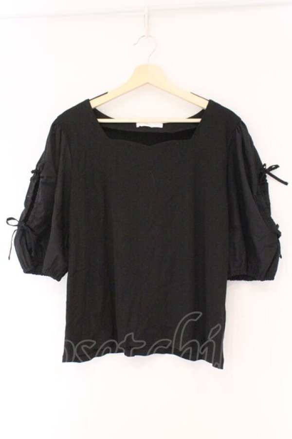 画像1: DearMyLove / ダブルリボンオープンパフ袖カットソー 5L クロ O-26-02-17-050-0-TO-IG-OS (1)