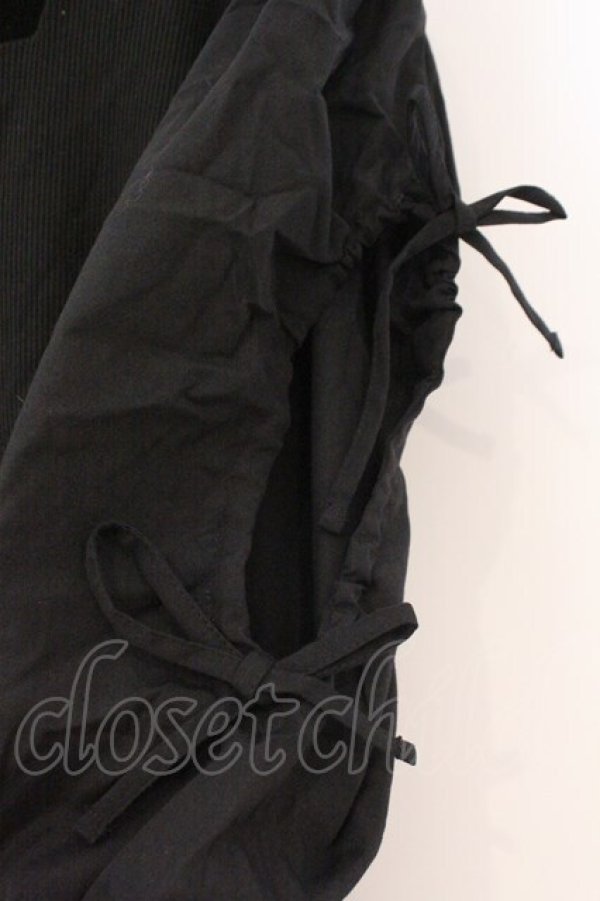 画像2: DearMyLove / ダブルリボンオープンパフ袖カットソー 5L クロ O-26-02-17-050-0-TO-IG-OS (2)