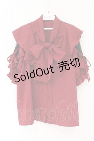 画像: DearMyLove / ショルダーレースモテフリルボウタイブラウス 5L ワイン O-26-02-17-052-0-BL-IG-OS