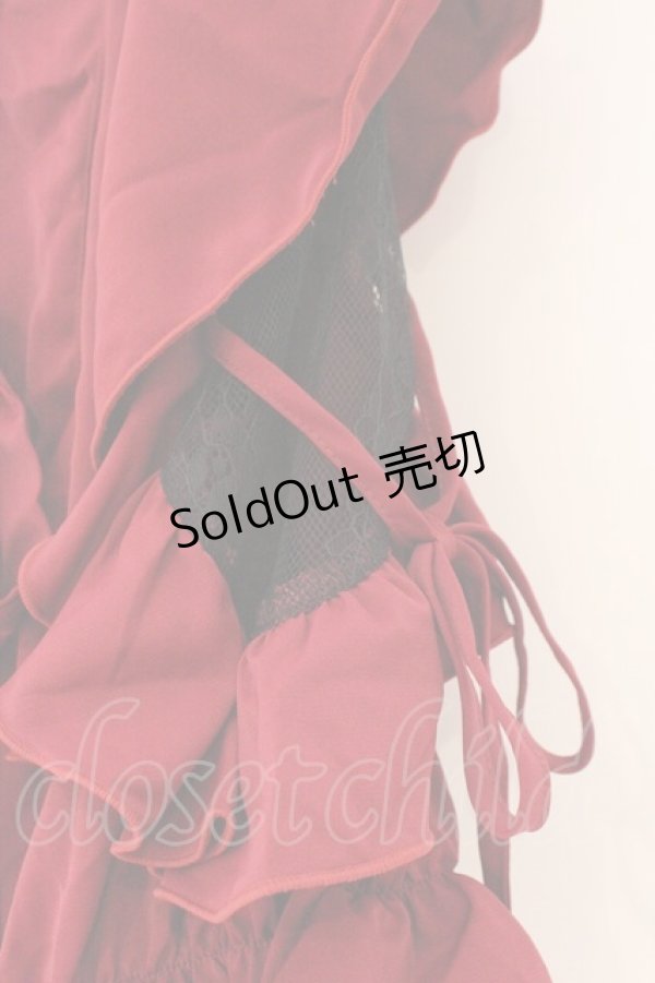 画像2: DearMyLove / ショルダーレースモテフリルボウタイブラウス 5L ワイン O-26-02-17-052-0-BL-IG-OS (2)