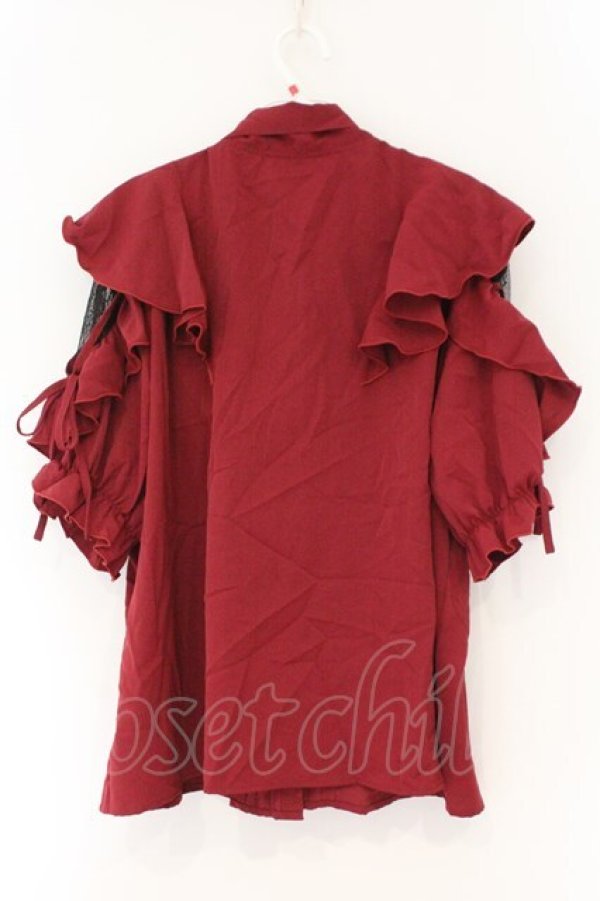 画像3: DearMyLove / ショルダーレースモテフリルボウタイブラウス 5L ワイン O-26-02-17-052-0-BL-IG-OS (3)