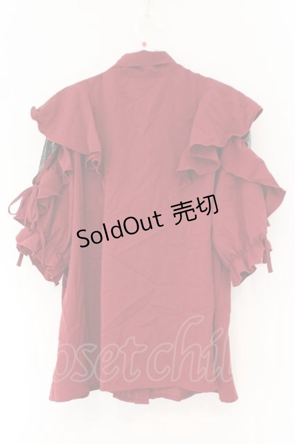 画像3: DearMyLove / ショルダーレースモテフリルボウタイブラウス 5L ワイン O-26-02-17-052-0-BL-IG-OS (3)