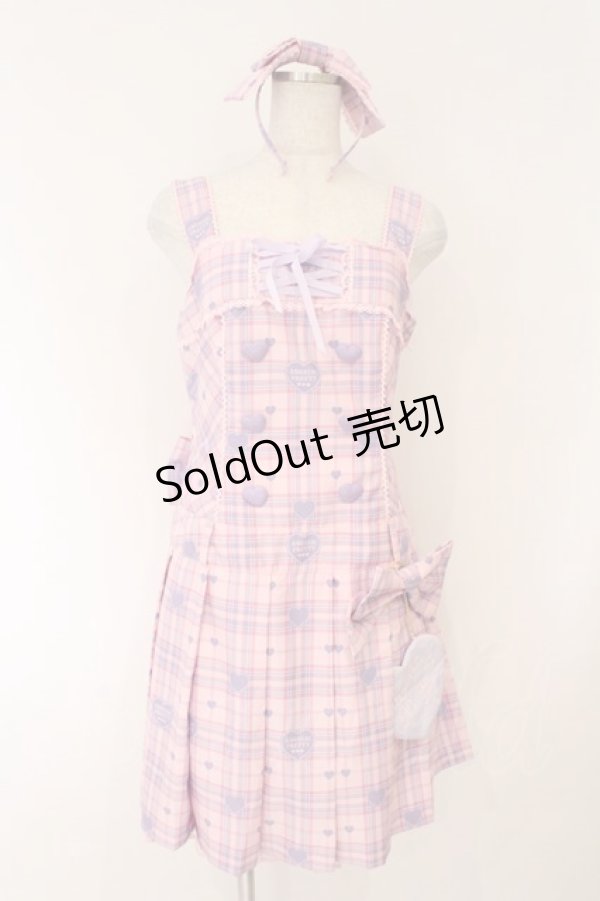 画像1: Angelic Pretty / Sprinkle Heart TartanジャンパースカートSet  ピンク O-26-02-17-007-AP-OP-IG-OS (1)