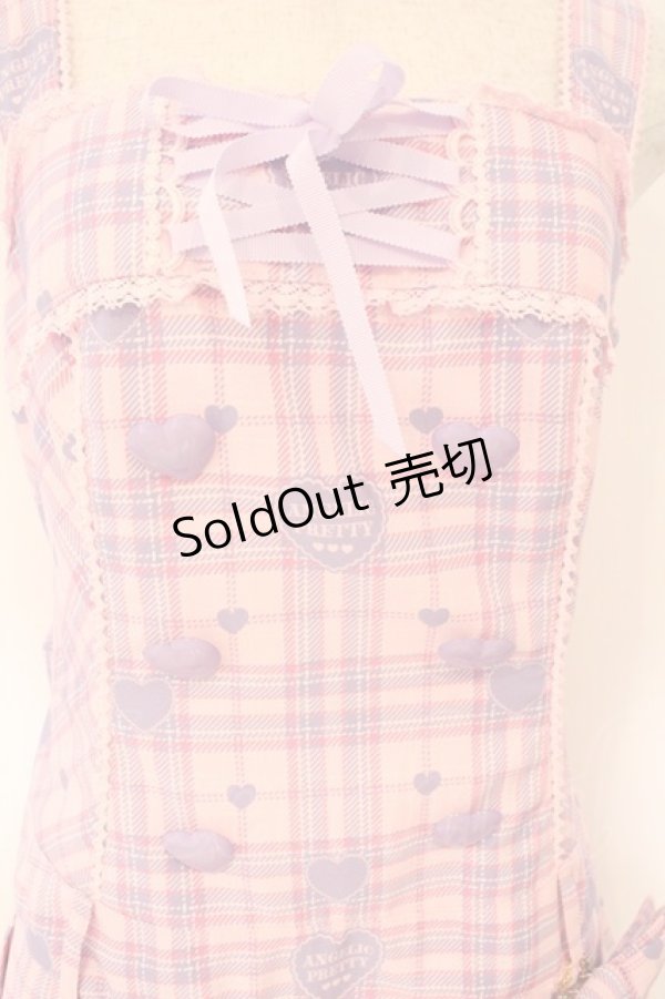 画像2: Angelic Pretty / Sprinkle Heart TartanジャンパースカートSet  ピンク O-26-02-17-007-AP-OP-IG-OS (2)