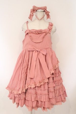 画像: CRUCIS・南十字 / 猫刺繍ジャンパースカート カチューシャセット  ピンク O-26-02-17-011-LO-OP-IG-OS