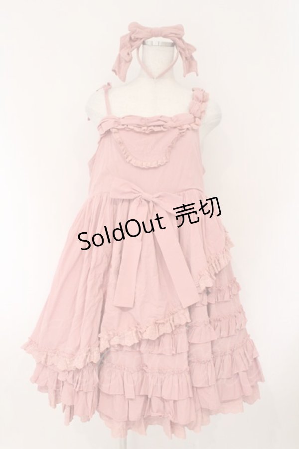 画像1: CRUCIS・南十字 / 猫刺繍ジャンパースカート カチューシャセット  ピンク O-26-02-17-011-LO-OP-IG-OS (1)