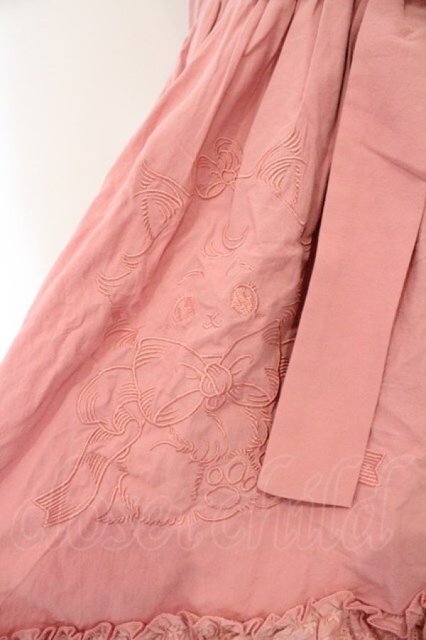 画像4: CRUCIS・南十字 / 猫刺繍ジャンパースカート カチューシャセット  ピンク O-26-02-17-011-LO-OP-IG-OS (4)