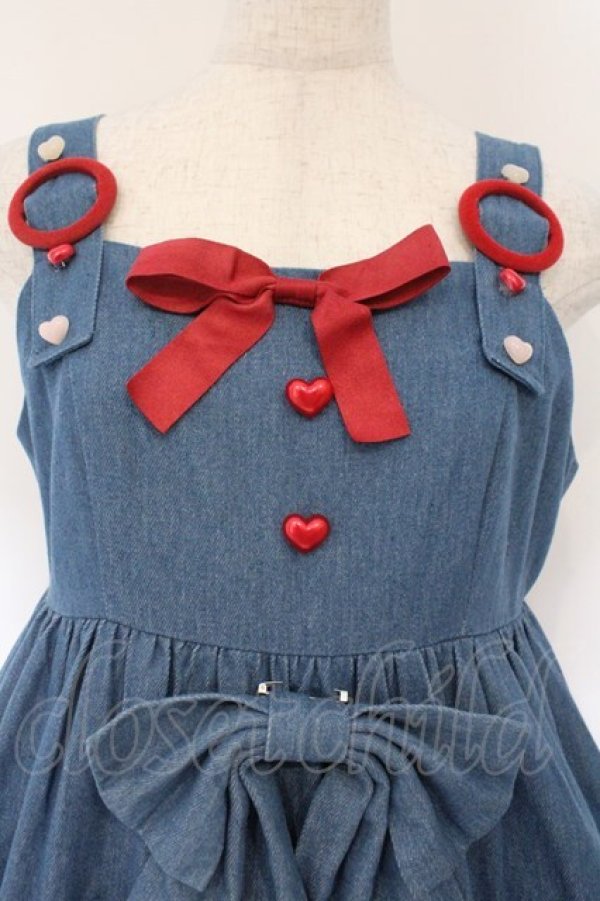 画像2: LOLITA他 / ハートデニムジャンパースカート L インディゴ O-26-02-17-013-LO-OP-IG-OS (2)