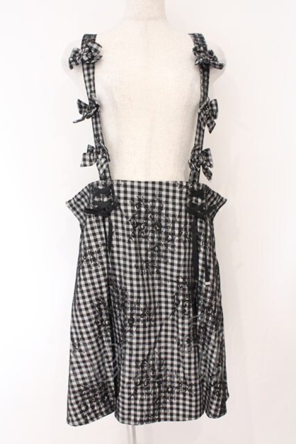 画像1: DearMyLove / レース重ねサスペンダーリボンレースアップスカート 5L ギンガム クロ×シロ O-26-02-17-002-0-SK-IG-OS (1)