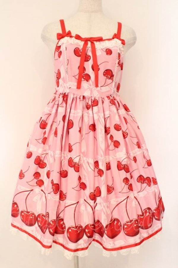 画像1: Angelic Pretty / Charming Cherryジャンパースカート  ピンク O-26-02-17-015-AP-OP-IG-OS (1)