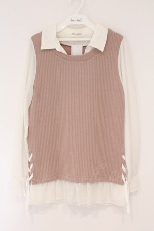 画像: axes femme / レイヤード風カットPO M ピンクベージュ×オフ O-26-02-17-022-AX-TO-IG-OS